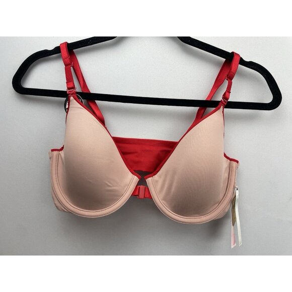 PINK Victoria's Secret Reversible Front Close Bra Lined Red 34D - Picture 3 of 10